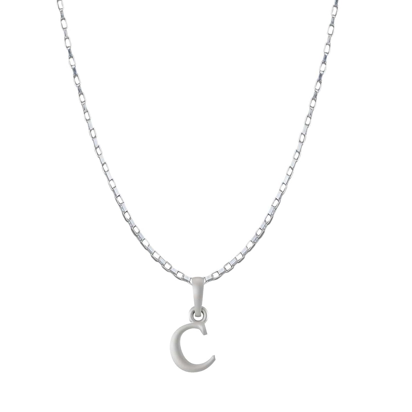 Sterling Silver (92.5% purity) precious Name alphabet chain pendant (Pendnat with Box chain- 22 Inches) pure silver designer alphabet chain locket