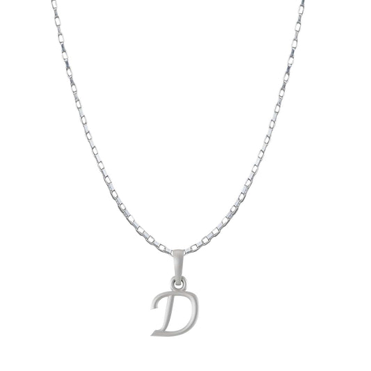 Sterling Silver (92.5% purity) precious Name alphabet chain pendant (Pendnat with Box chain- 22 Inches) pure silver designer alphabet chain locket