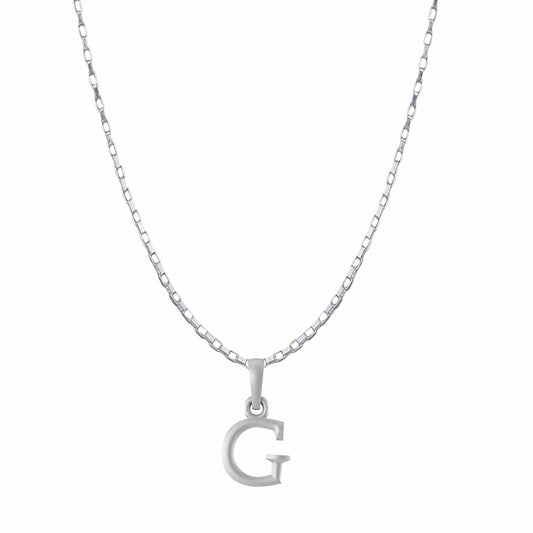 Sterling Silver (92.5% purity) precious Name alphabet chain pendant (Pendnat with Box chain- 22 Inches) pure silver designer alphabet chain locket