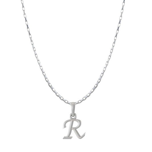 Sterling Silver (92.5% purity) precious Name alphabet chain pendant (Pendnat with Box chain- 22 Inches) pure silver designer alphabet chain locket