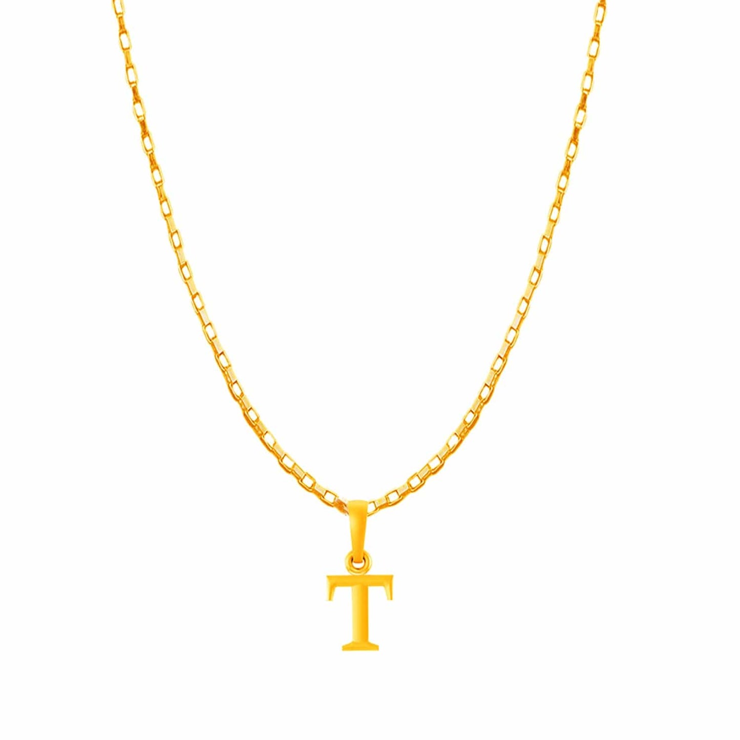 22KT Gold Plated Pure Silver (92.5% purity) precious Name alphabet chain pendant (Locket with Box chain- 22 Inches)