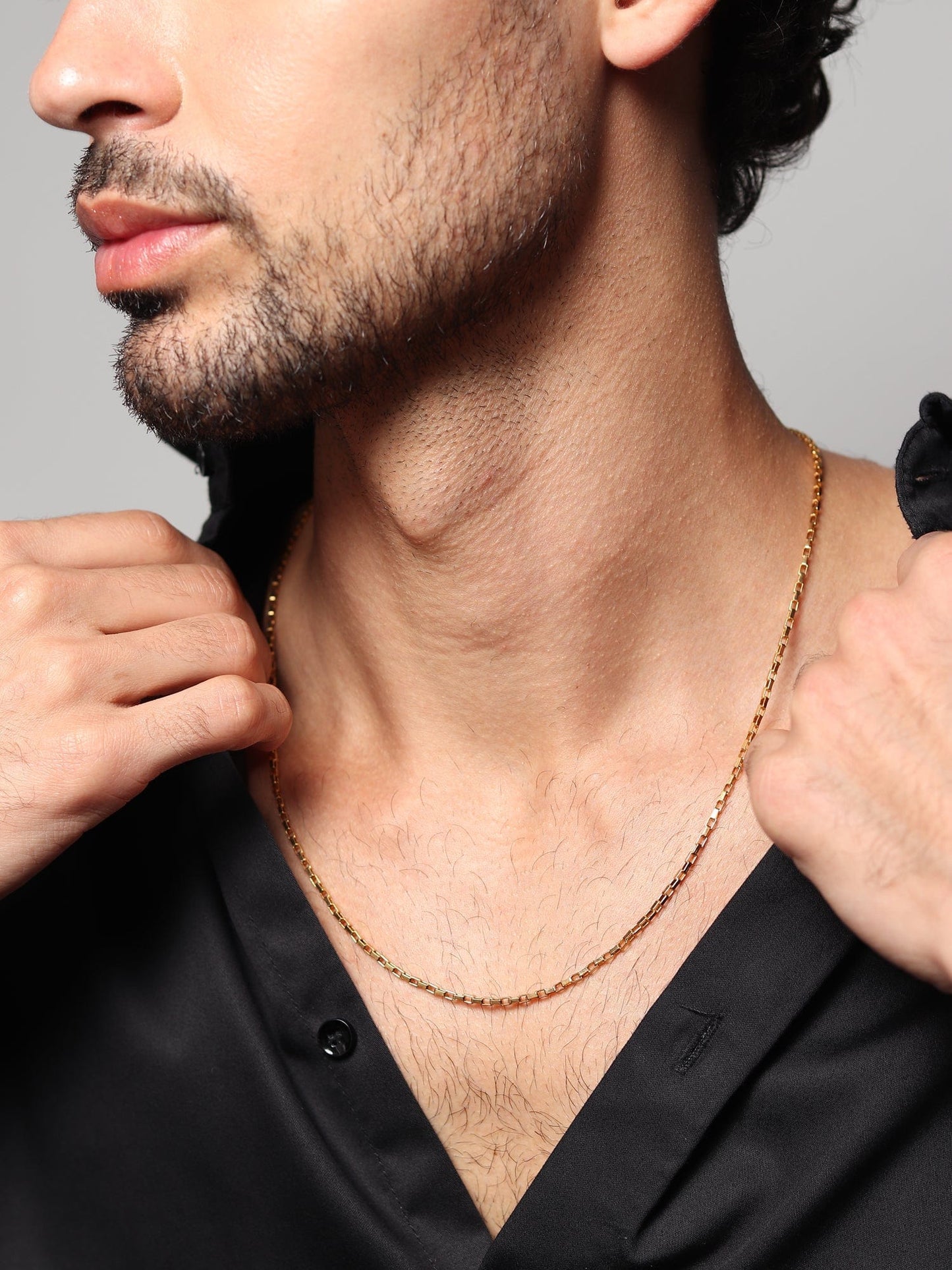 22 CT Gold Plated Silver (92.5% purity) Italian Box chain (22 inches) for Men, Boys Girls and Women