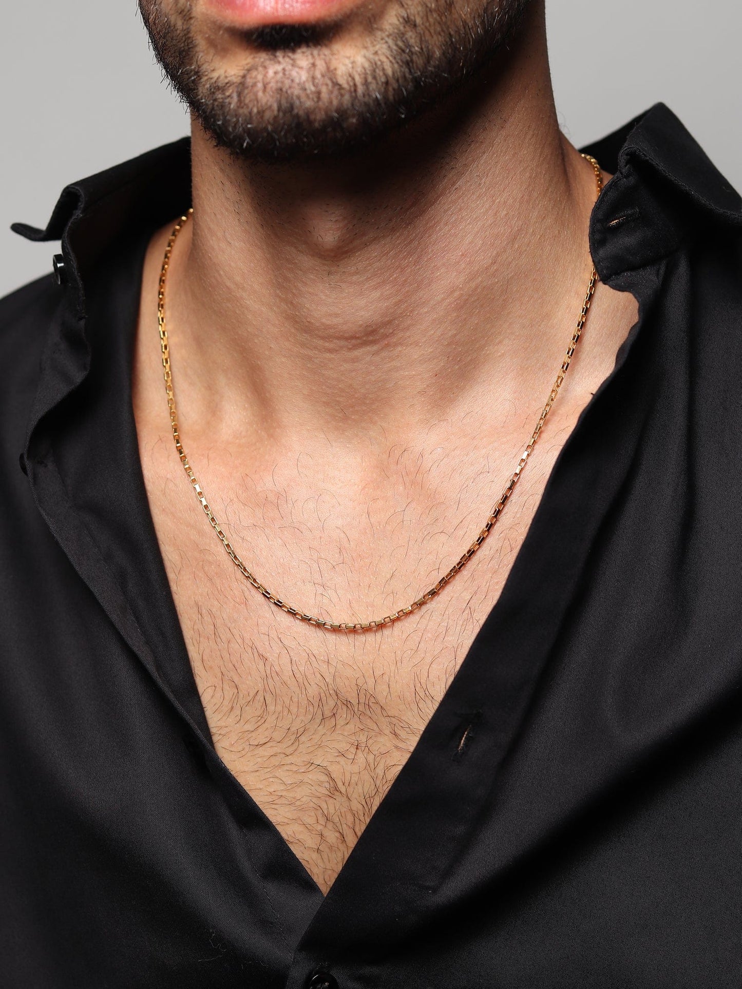 22 CT Gold Plated Silver (92.5% purity) Italian Box chain (22 inches) for Men, Boys Girls and Women