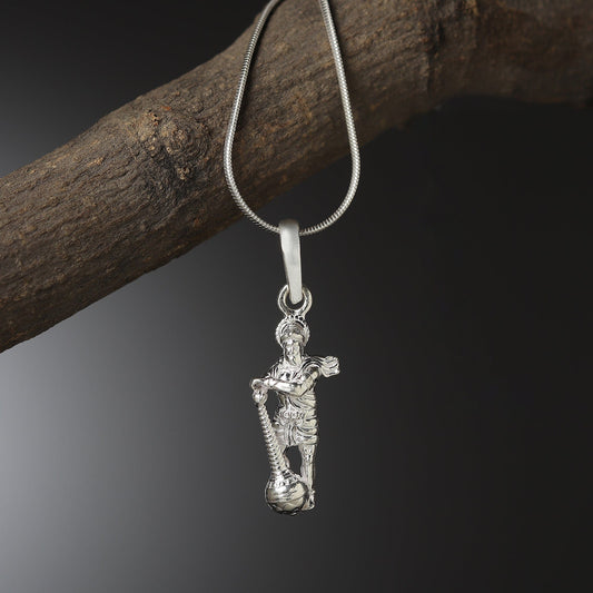 God Hanuman Chain Pendant (Pendant with Curb Chain- 22 inches) for Men & Women Pure Silver Lord bajrang bali Chain Locket for Good Health & Wealth