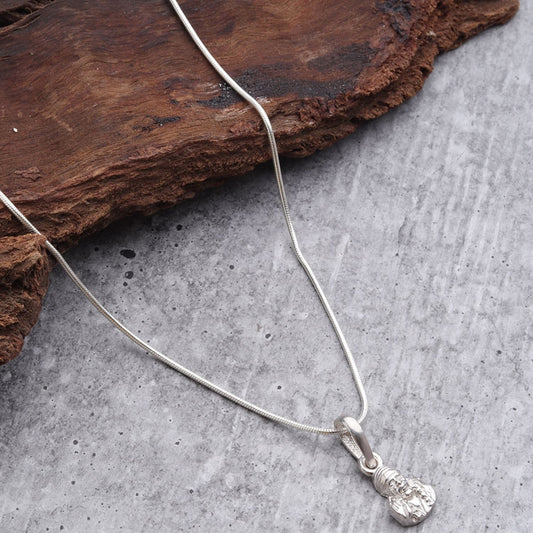 Sterling Silver 92.5 God Sai Baba Chain Pendant with Curb Chain 22 Inches for Men by Akshat Sapphire MPSC7062
