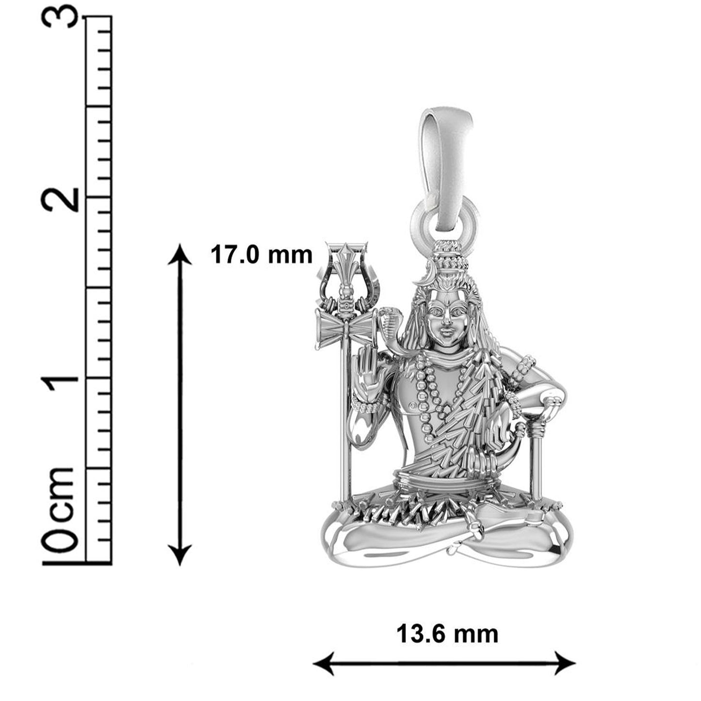 Sterling Silver (92.5% Purity) Pure Silver God Shiva Chain Pendant (Locket with Curb Chain-22 inches) for Men & Women