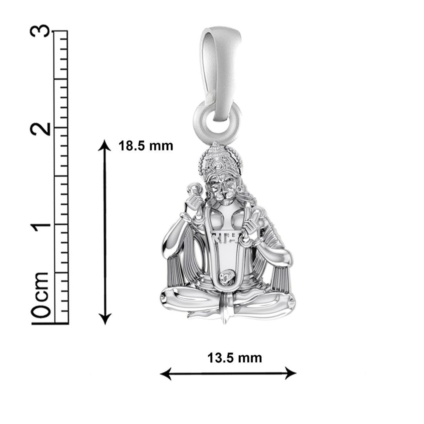 God Hanuman Chain Pendant (Pendant with Curb Chain- 22 inches) for Men & Women Pure Silver Lord bajrang bali Chain Locket for Good Health & Wealth