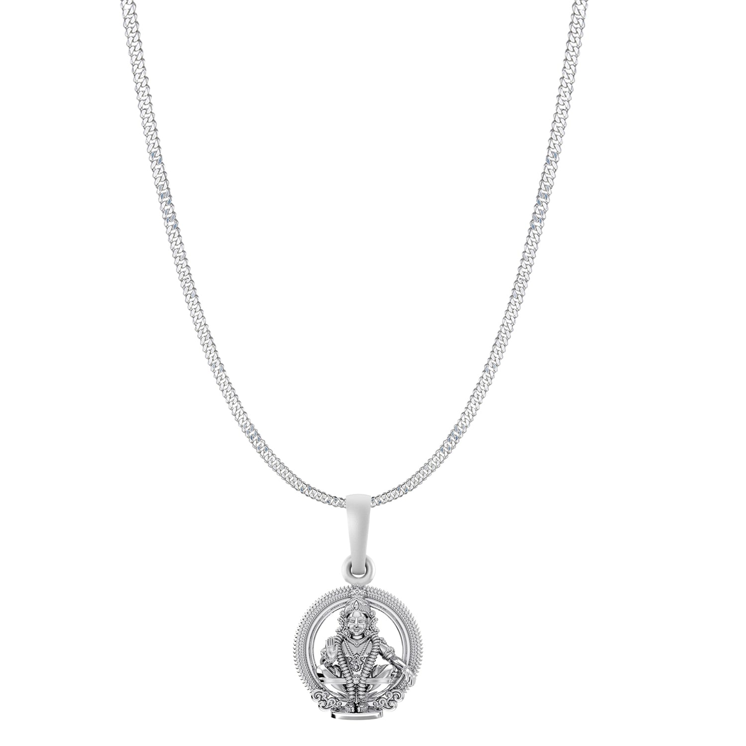 Pure Silver God Ayyappa Pendant with Chain – Akshat Sapphire
