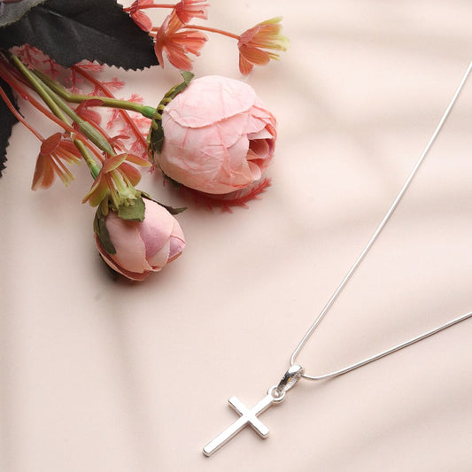 Sterling Silver 92.5 God Jesus Cross Chain Pendant with Curb Chain 22 Inches for Men by Akshat Sapphire MPSC7178
