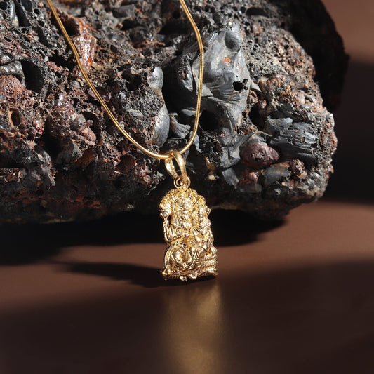 22KT Gold Plated Sterling Silver (92.5% Purity) Pure Silver God Narsimha and Laxmi ji Chain Pendant (Locket with Curb Chain-22 inches) for Men & Women