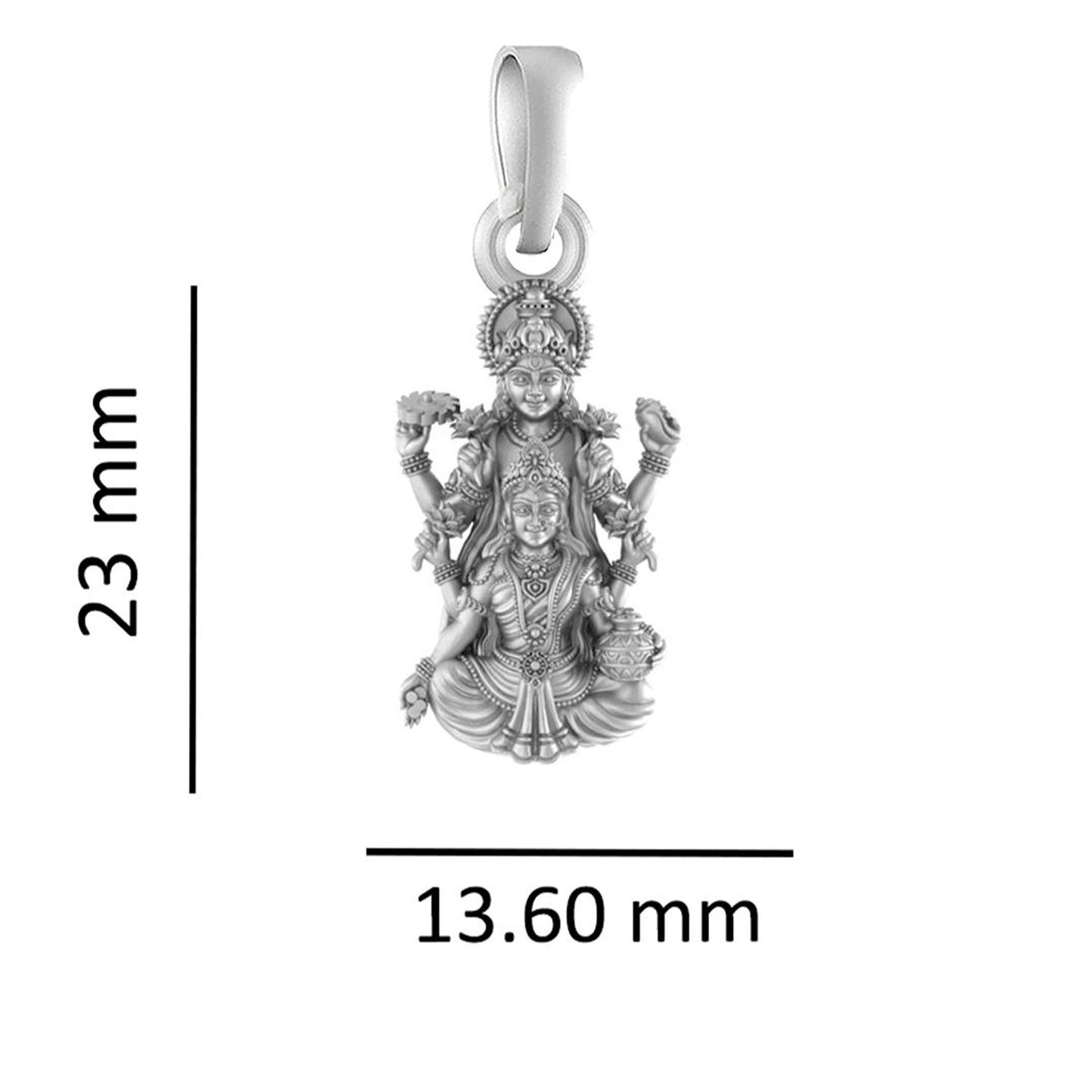 Akshat Sapphire Sterling Silver (92.5% purity) God Vishnu Laxmi Chain Pendant (Pendant with Curb Chain-22 inches) for Men & Women Pure Silver Lord Vishnu Lakshmi Chain Locket for Good Health & Wealth