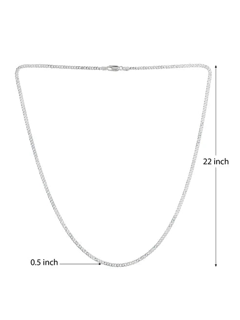 Sterling Silver (92.5% purity) Italian Curb chain (22 inches) for Men, Boys Girls and Women