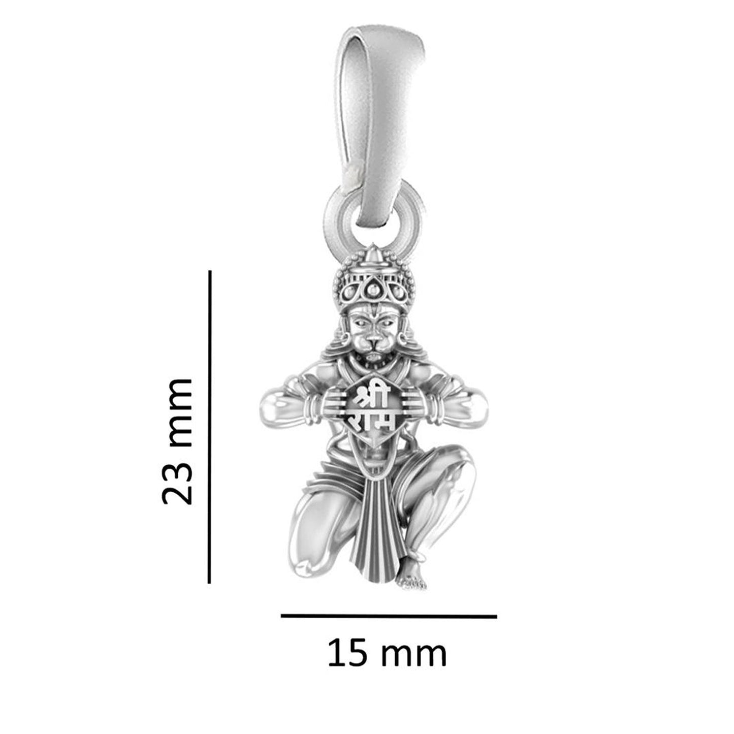 God Hanuman Chain Pendant (Pendant with Curb Chain- 22 inches) for Men & Women Pure Silver Lord bajrang bali Chain Locket for Good Health & Wealth