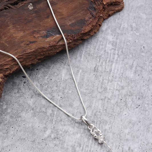 Sterling Silver (92.5% Purity) Pure Silver Stylish and Fashionable Happy Dancing girl Chain Pendant (Locket with Curb Chain-22 inches) for Men & Women