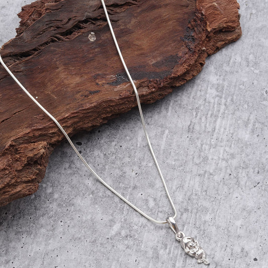 Sterling Silver 92.5 Mermaid Chain Pendant with Curb Chain 22 Inches for Men by Akshat Sapphire MPSC7299