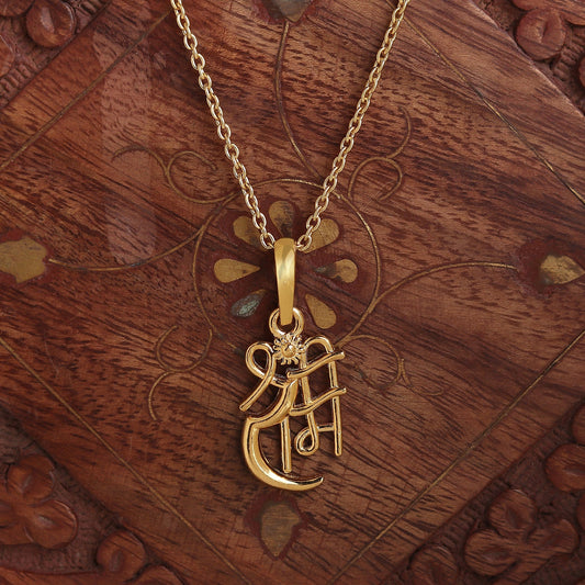 22KT Gold Plated Sterling Silver (92.5% Purity) Pure Silver God Ram Ji chain Pendant (Locket with Curb Chain-22 inches) for Men & Women