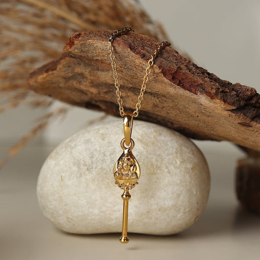 22KT Gold Plated God Kartikeya Pure Silver 92.5% purity Chain with
Murugan Pendant (Pendant with Curb Chain-22 inches)