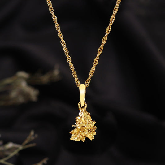 22CT Gold Plated Sterling Silver 92.5% Purity Radha Krishna Pendant with Curb Chain 22 Inches for Men by Akshat Sapphire MPSC7382_Gold