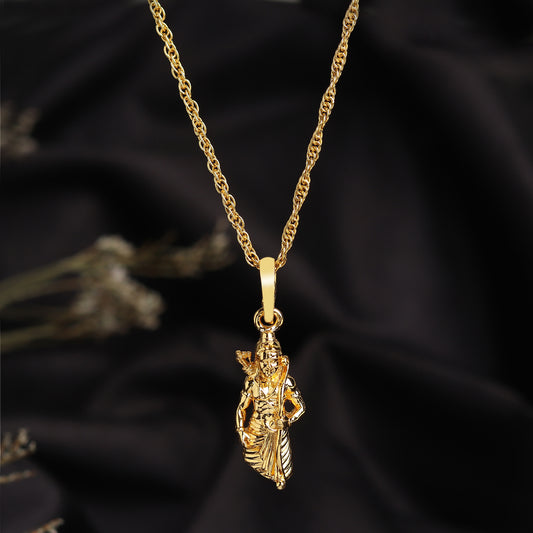 22KT Gold Plated Sterling Silver (92.5% Purity) Pure Silver God Ram Ji chain Pendant (Locket with Curb Chain-22 inches) for Men & Women