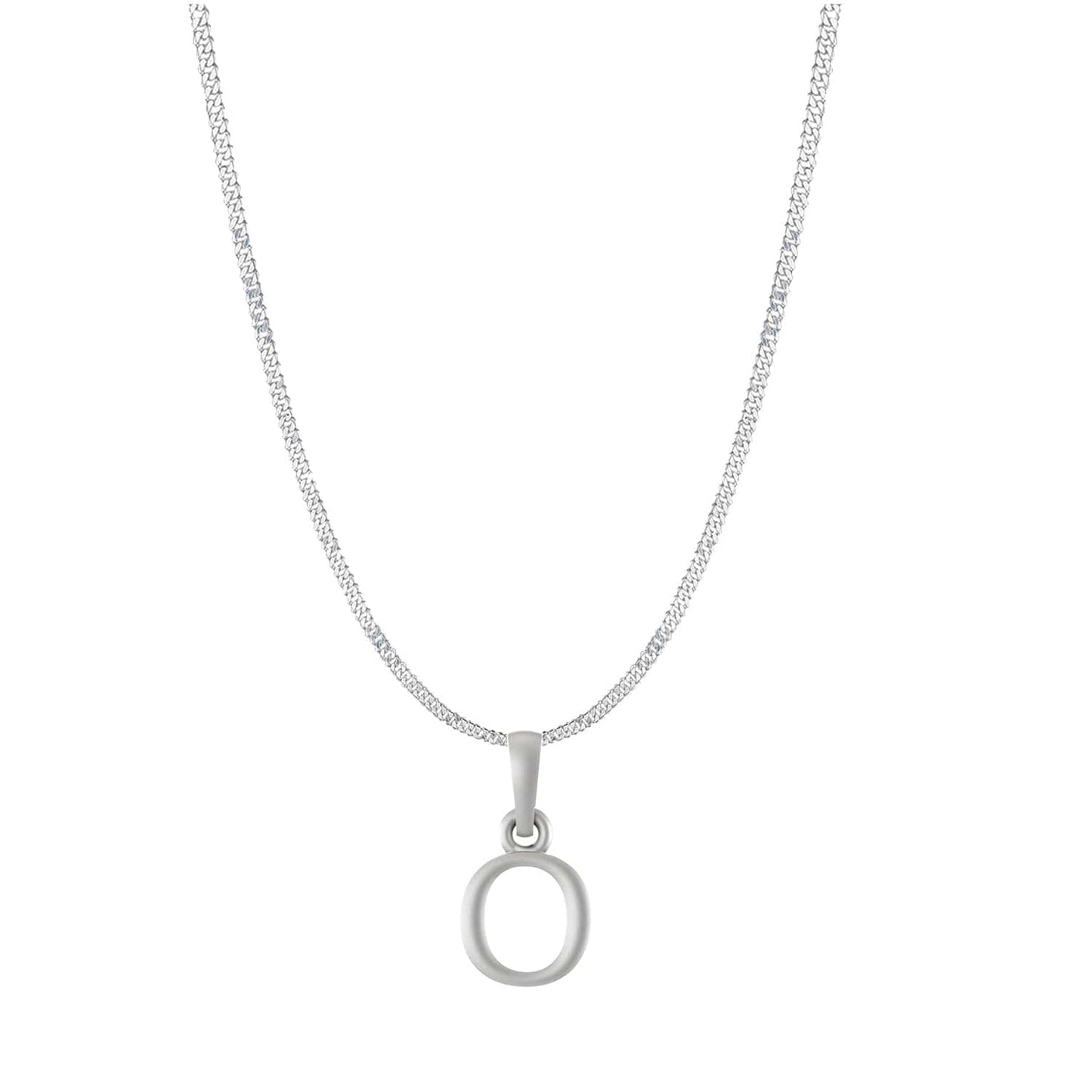Akshat Sapphire Sterling Silver (92.5% purity) precious Name alphabet chain pendant (Pendnat with Curb chain- 22 Inches) pure silver designer alphabet chain locket