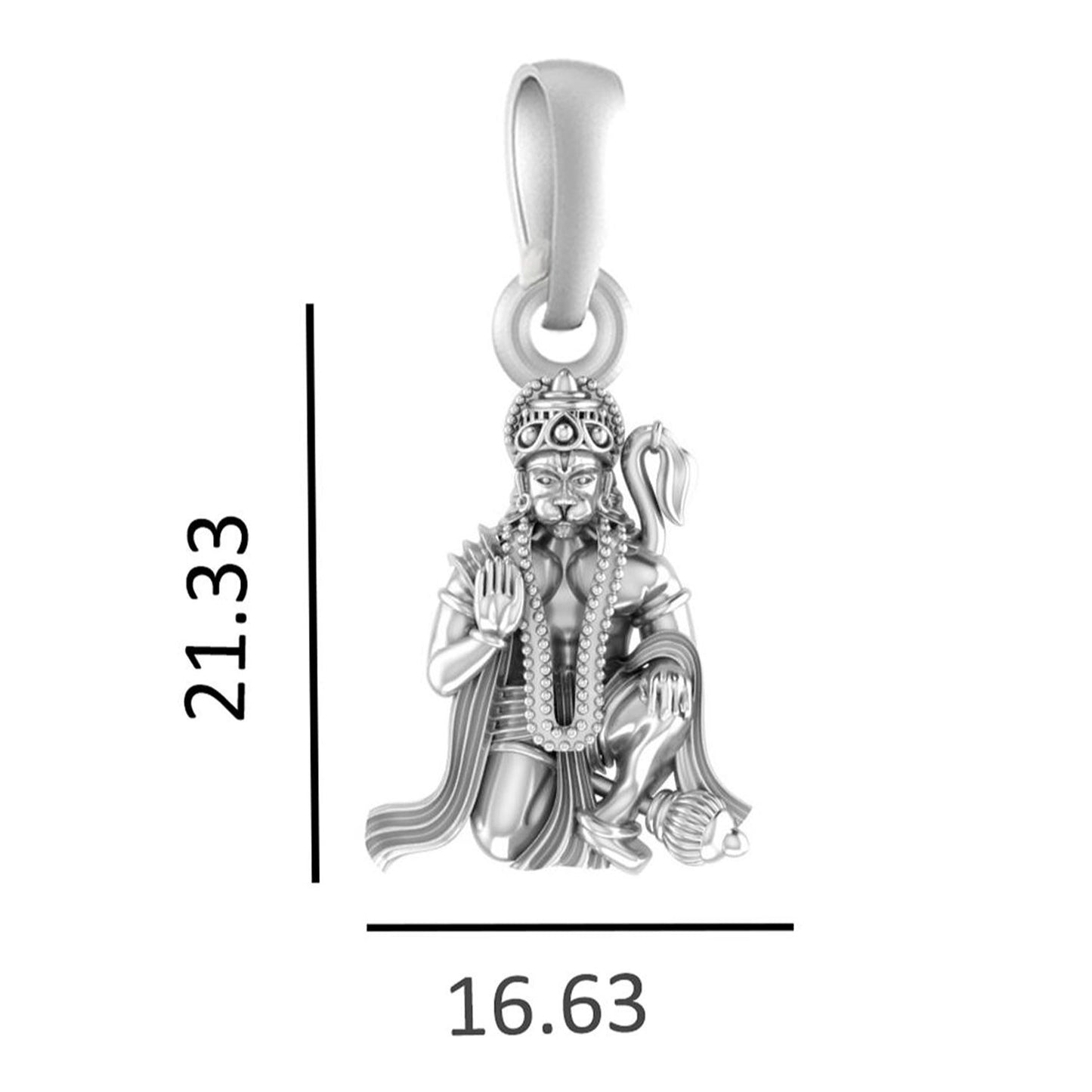 God Hanuman Chain Pendant (Pendant with Figaro Chain- 22 inches) for Men & Women Pure Silver Lord bajrang bali Chain Locket for Good Health & Wealth