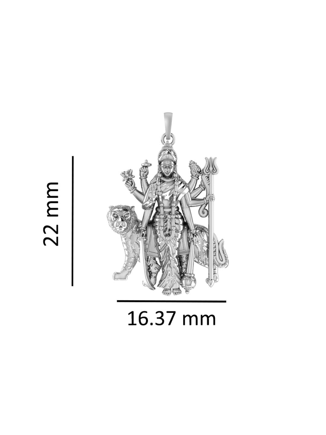 Akshat Sapphire Sterling Silver (92.5% purity) Goddess Durga Maa Chain Pendant (Pendant with Figaro Chain-22 inches) for Men & Women Pure Silver Durga Maa chain Locket for Good Health & Wealth