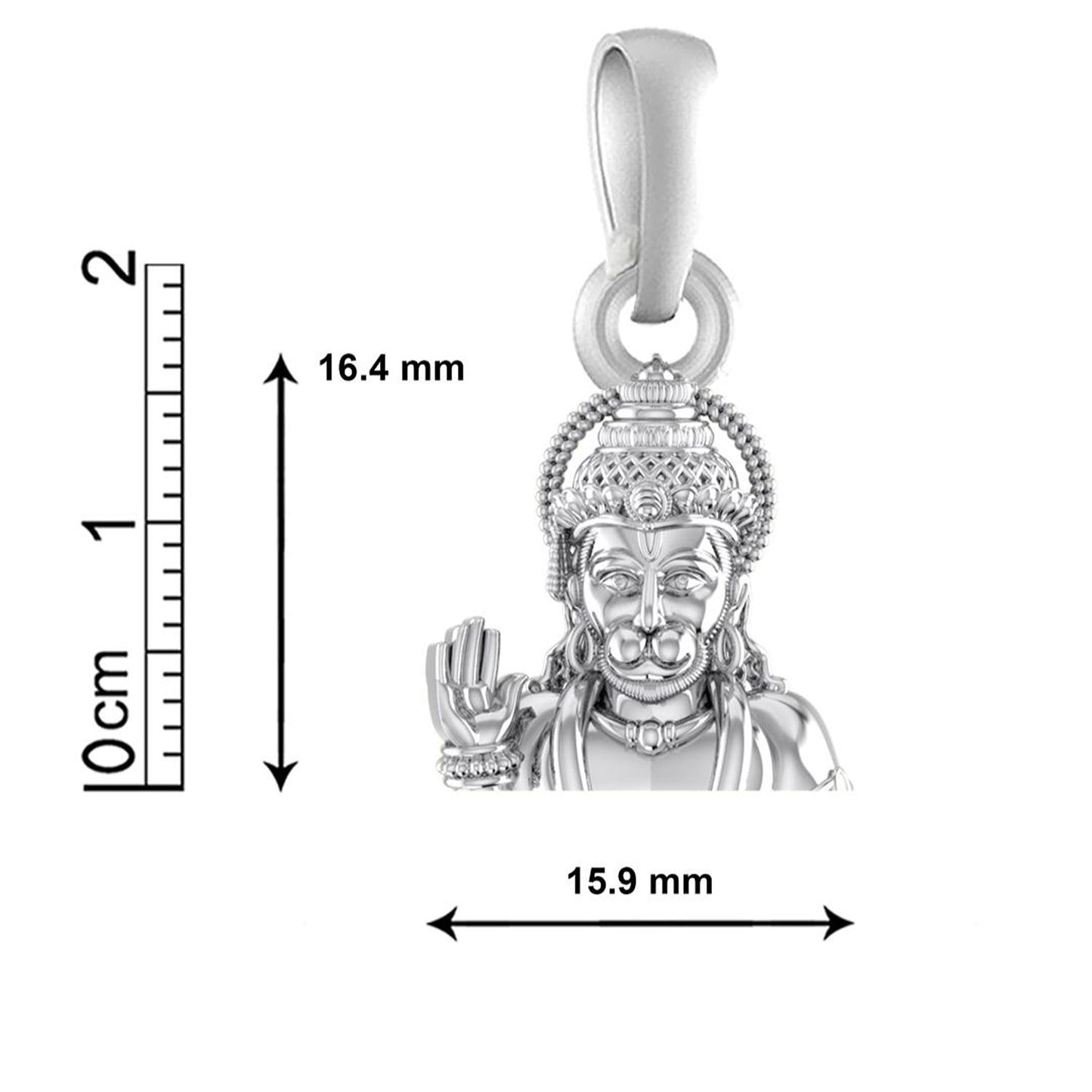 God Hanuman Chain Pendant (Pendant with Figaro Chain- 22 inches) for Men & Women Pure Silver Lord bajrang bali Chain Locket for Good Health & Wealth