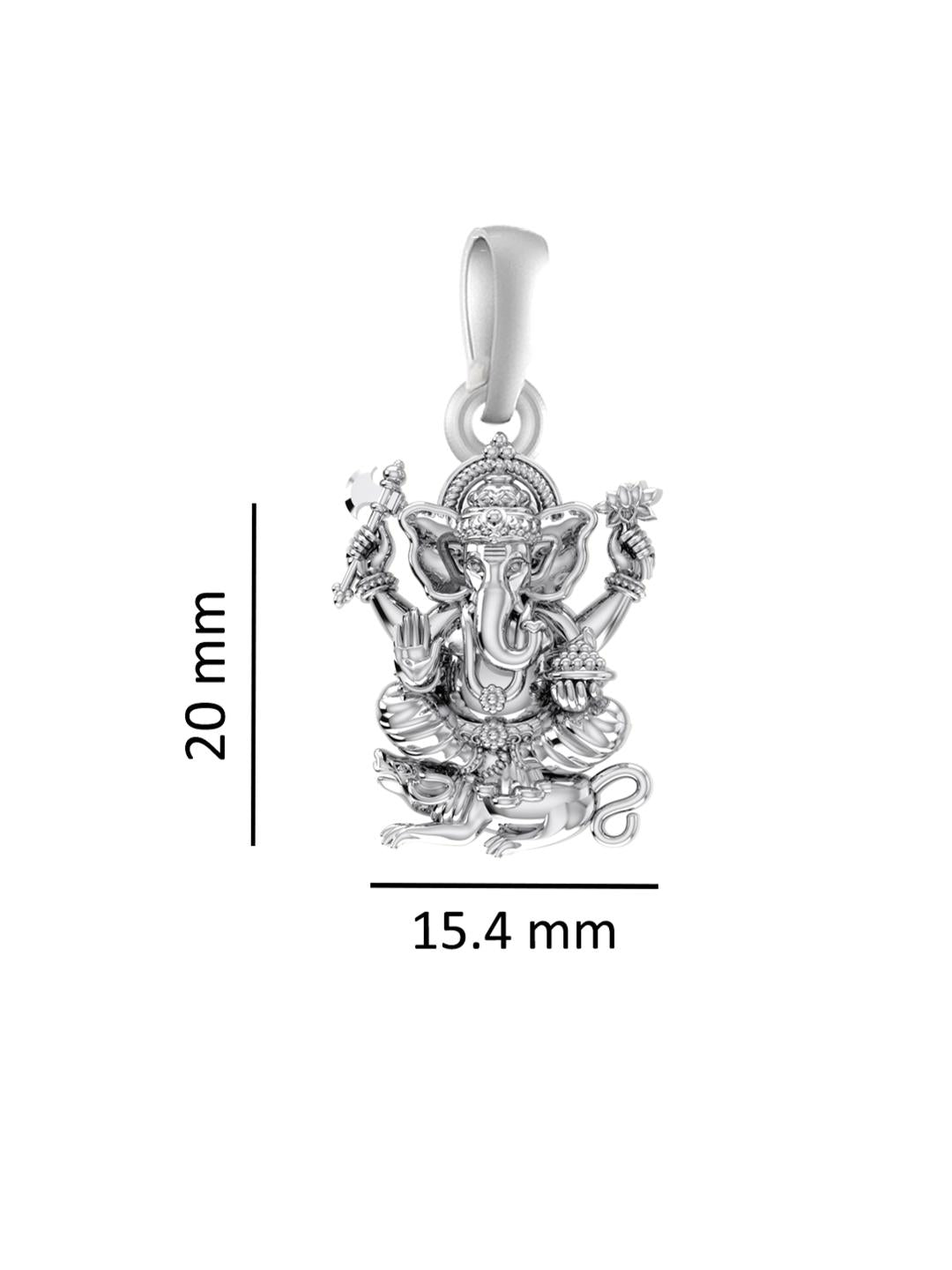 Akshat Sapphire Sterling Silver (92.5% purity) God Ganesha Chain Pendant (Pendant with Figaro Chain-22 inches) for Men & Women Pure Silver Lord Ganapathy Chain Locket for Good Health & Wealth