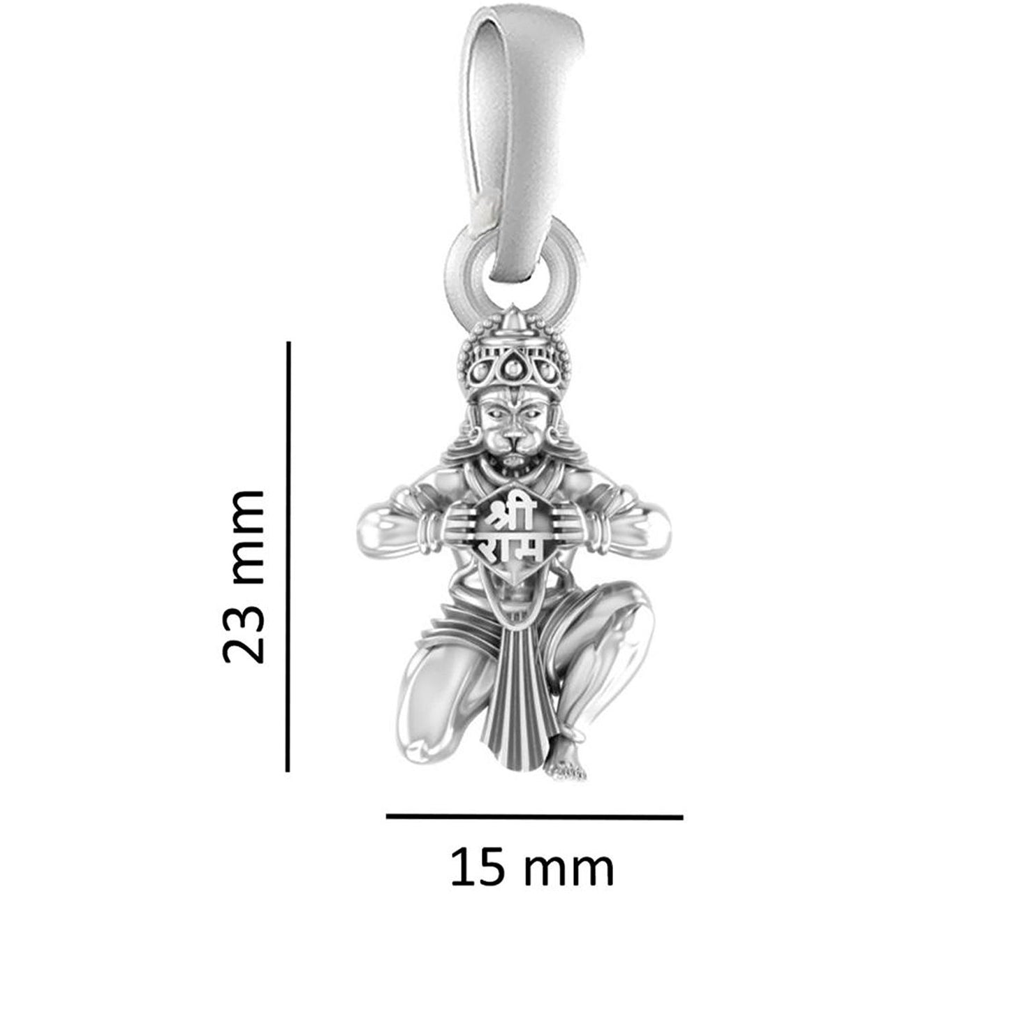 God Hanuman Chain Pendant (Pendant with Figaro Chain- 22 inches) for Men & Women Pure Silver Lord bajrang bali Chain Locket for Good Health & Wealth