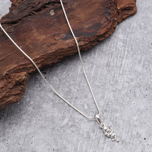 Sterling Silver 92.5 Mermaid Chain Pendant with Figaro Chain 22 Inches for Men by Akshat Sapphire MPSF7299