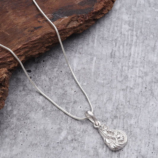 Sterling Silver 92.5 Mother Marry Chain Pendant with Figaro Chain 22 Inches for Men by Akshat Sapphire MPSF7300