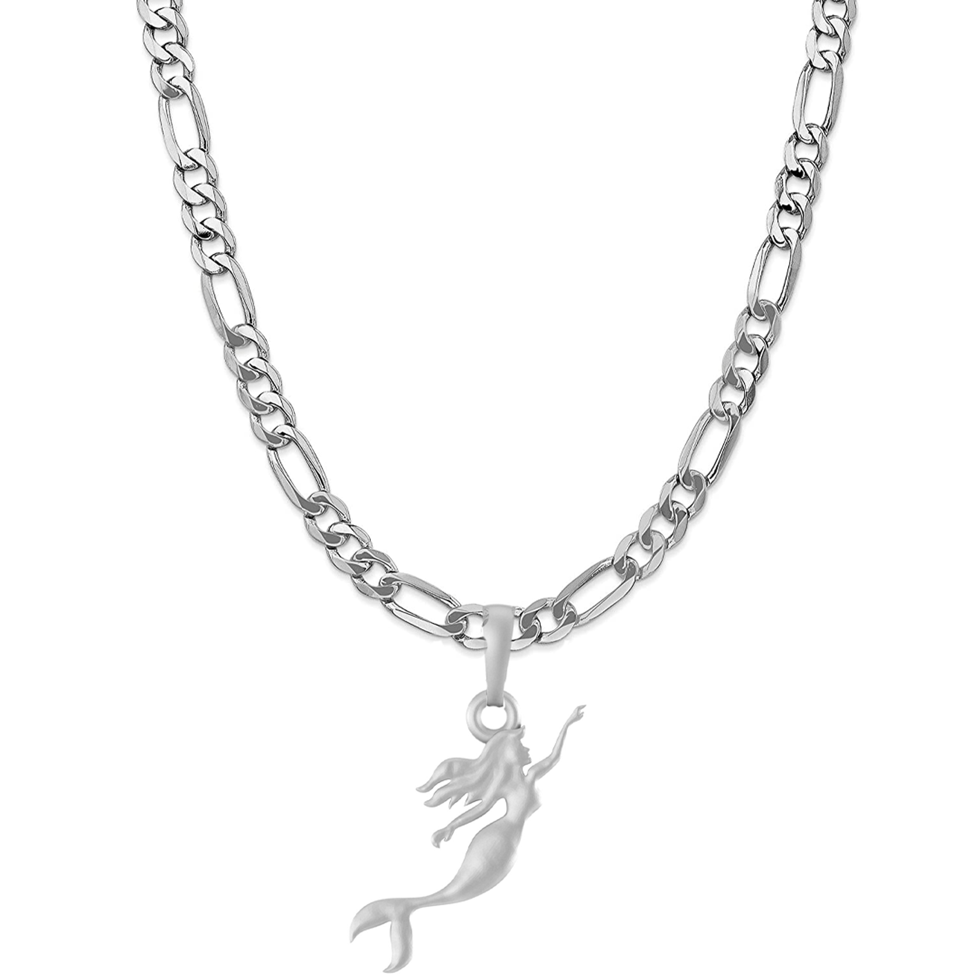 Akshat Sapphire Sterling Silver (92.5% purity) ambitious and Stylish divine Mermaid Chain Pendant  (Pendant with Figaro Chain-22 inches) for Men & Women Pure Silver Fashionable and gorgeous Mermaid Chain Locket for Happiness and joy