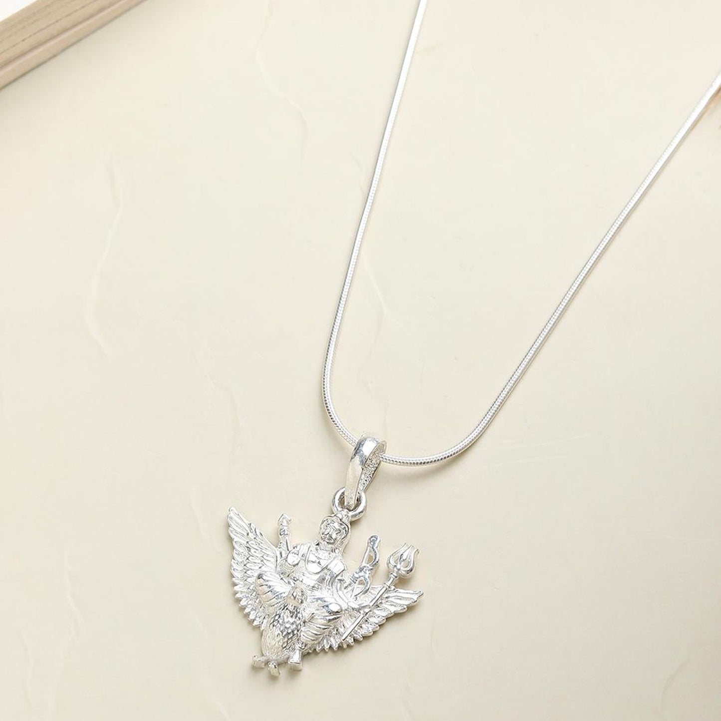 God Shani Dev Pure Silver 92.5% purity Chain pendant by Shani Dev Pendant (Pendant with Figaro Chain-22 inches)