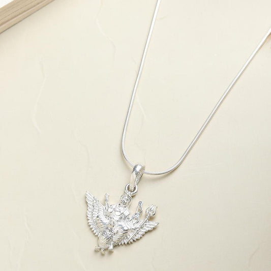 Sterling Silver 92.5 God Sani Dev Chain Pendant with Figaro Chain 22 Inches for Men by Akshat Sapphire MPSF7355