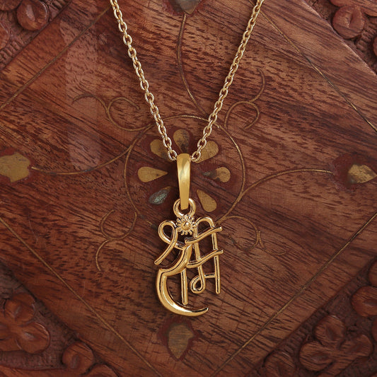 22KT Gold Plated Sterling Silver (92.5% Purity) Pure Silver God Ram Ji chain Pendant (Locket with Figaro Chain-22 inches) for Men & Women