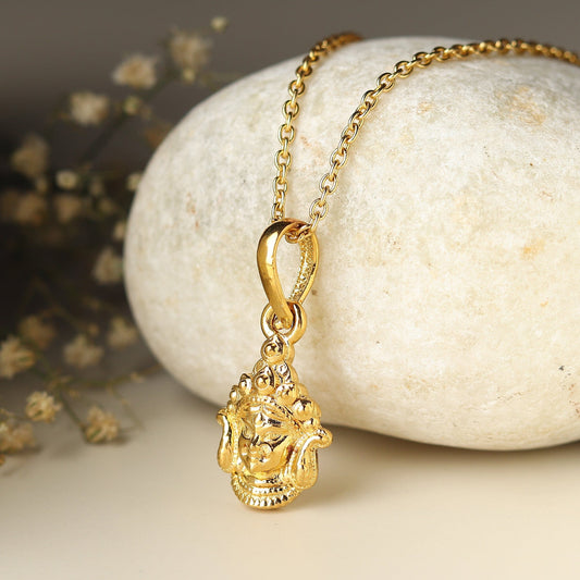 22KT Gold Plated Sterling Silver God Durga Maa Pure Silver 92.5% purity Chain with Durga Maa Pendant (Pendant with Figaro Chain-22 inches)