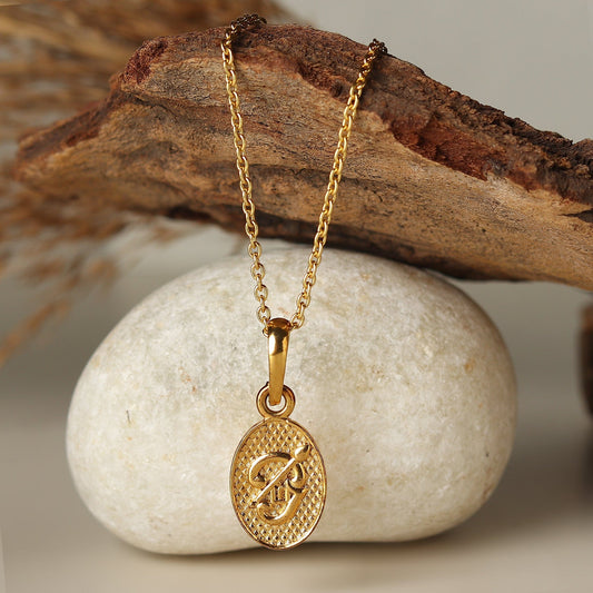 22KT Gold Plated Sterling Silver OM Pure Silver 92.5% purity Chain Pendant for Men & Women (Pendant with Figaro Chain-22 inches)