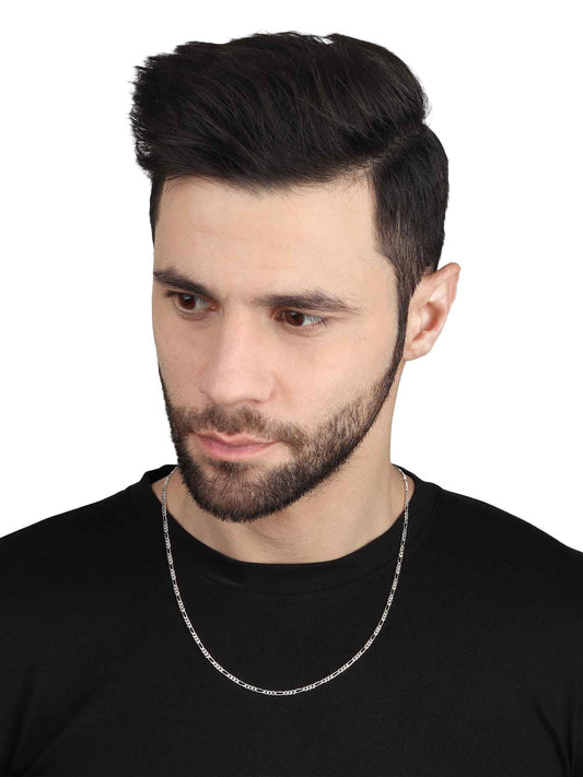 Sterling Silver (92.5% purity) precious Name alphabet chain pendant (Pendnat with Figaro chain- 22 Inches) pure silver designer alphabet chain locket