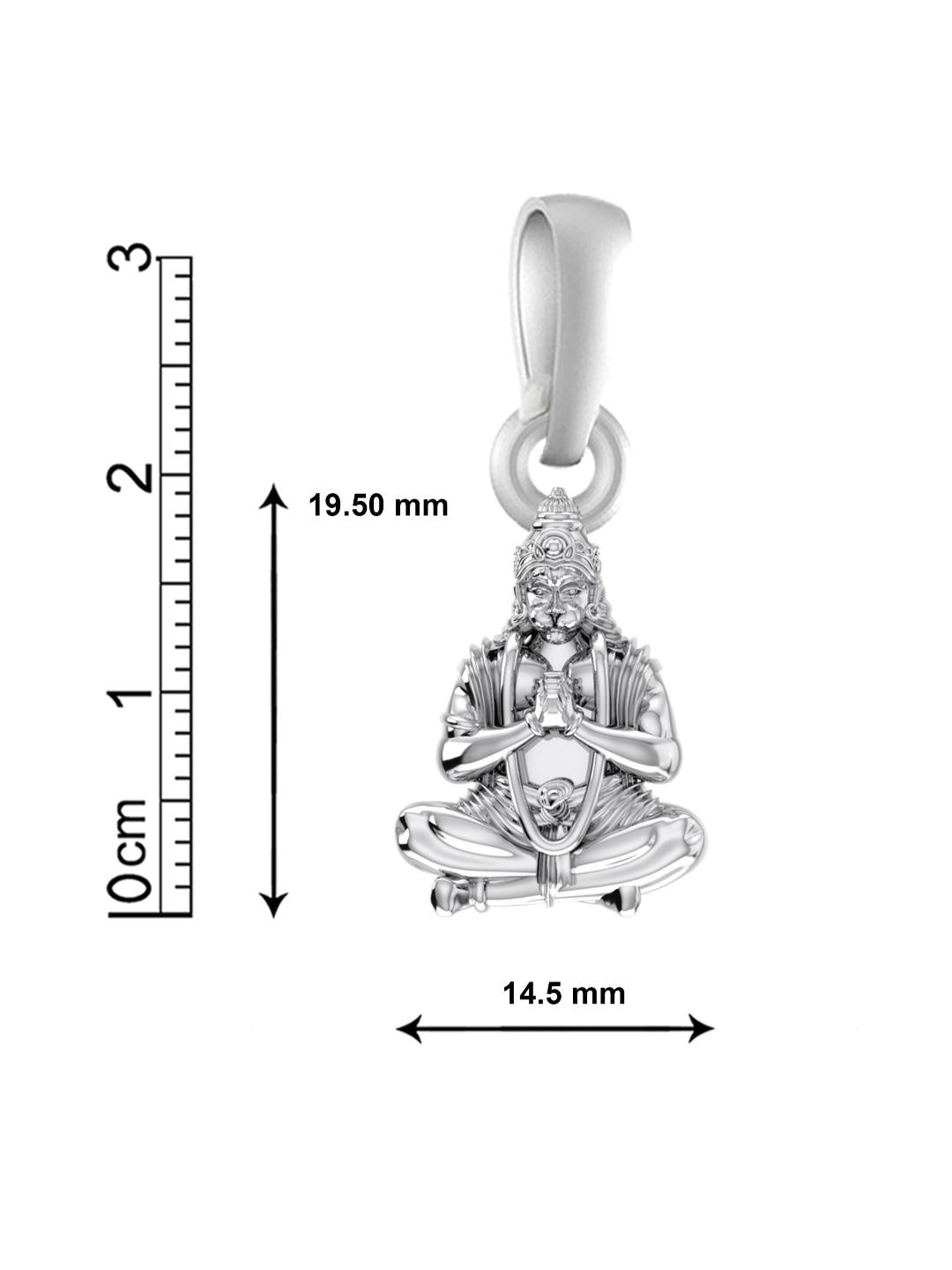 God Hanuman Chain Pendant (Pendant with Rope Chain- 22 inches) for Men & Women Pure Silver Lord bajrang bali Chain Locket for Good Health & Wealth