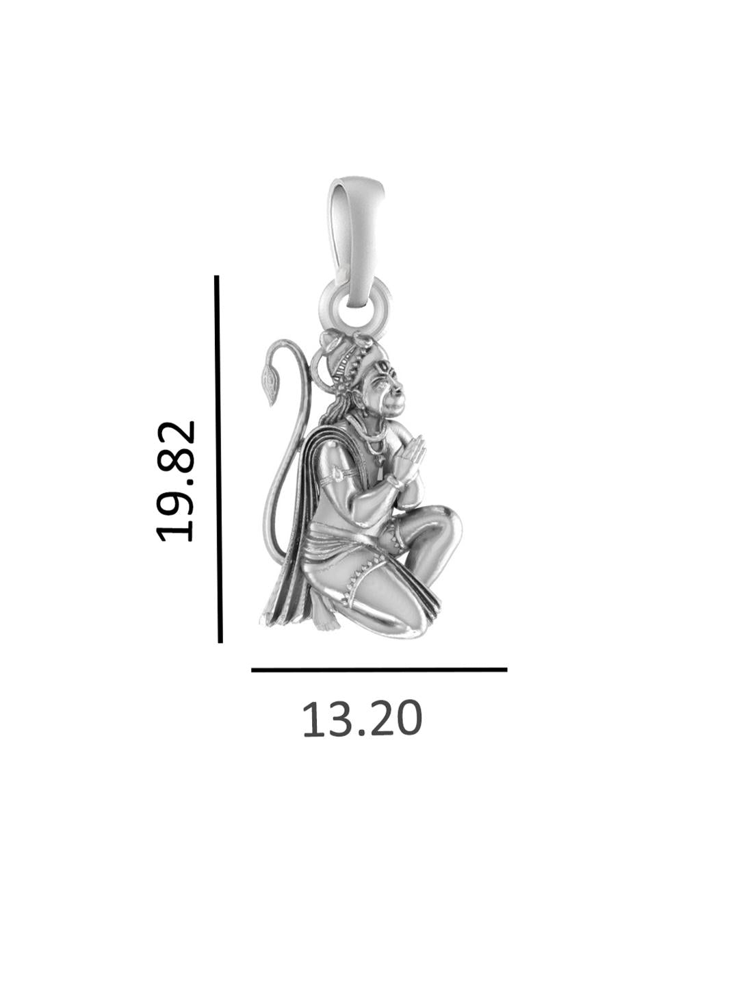 God Hanuman Chain Pendant (Pendant with Rope Chain- 22 inches) for Men & Women Pure Silver Lord bajrang bali Chain Locket for Good Health & Wealth