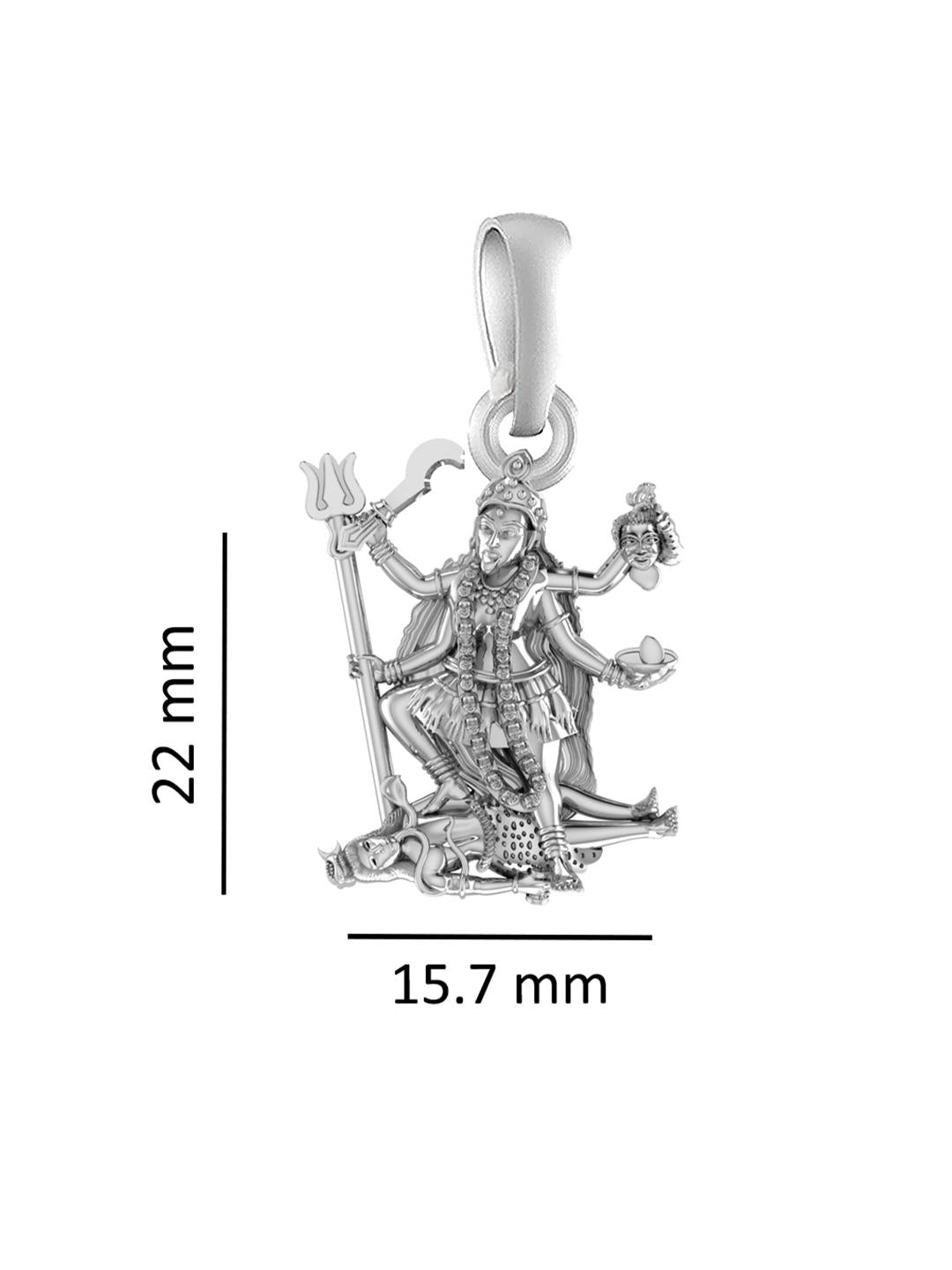 Akshat Sapphire Sterling Silver (92.5% purity) Goddees Kaali Maa Chain Pendant (Pendant with Rope Chain-22 inches) for Men & Women Pure Silver Kaali Maa Chain Locket for Good Health & Wealth