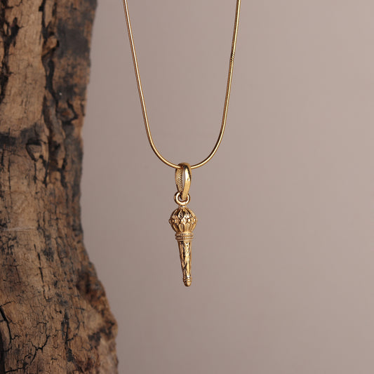 22KT Gold Plated Sterling Silver (92.5% Purity) Pure Silver God Hanuman/Bajrang Bali Gada Chain Pendant (Locket with Rope Chain- 22 inches) for Men