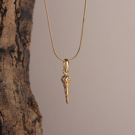 22KT Gold Plated Sterling Silver (92.5% Purity) Pure Silver God Hanuman/Bajrang Bali Gada Chain Pendant (Locket with Rope Chain- 22 inches) for Men