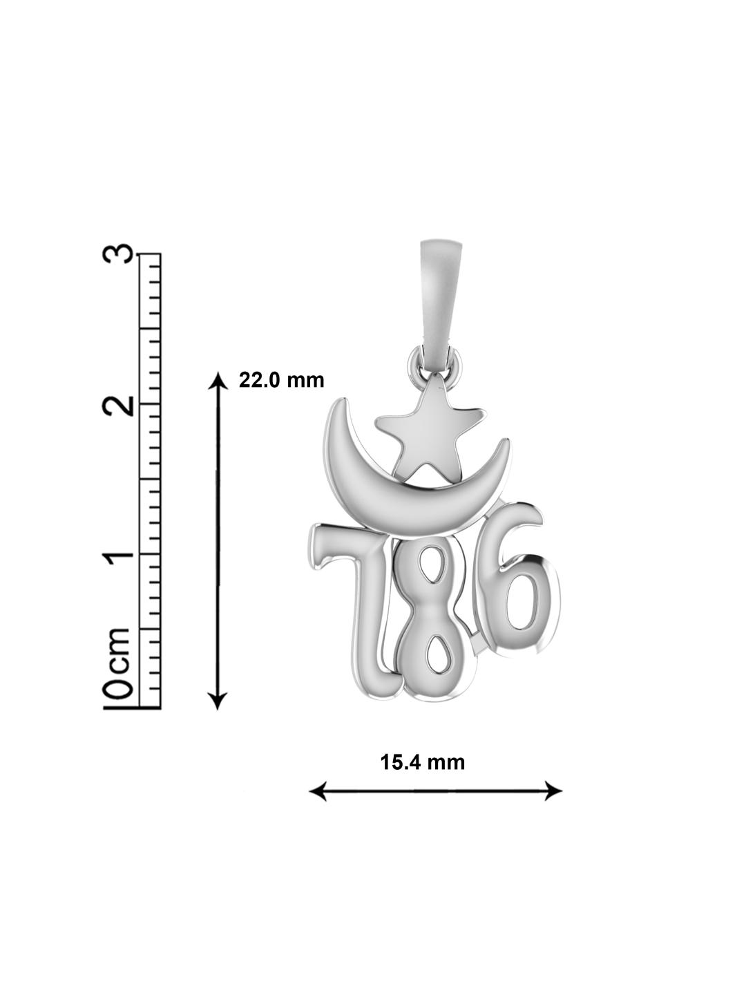 Religious and lucky 786 Chain Pendant (Pendant with Rope Chain-22 inches) for Men and women Pure Silver Muslim spiritual 786 Chain Locket for Good Luck, Health & Wealth