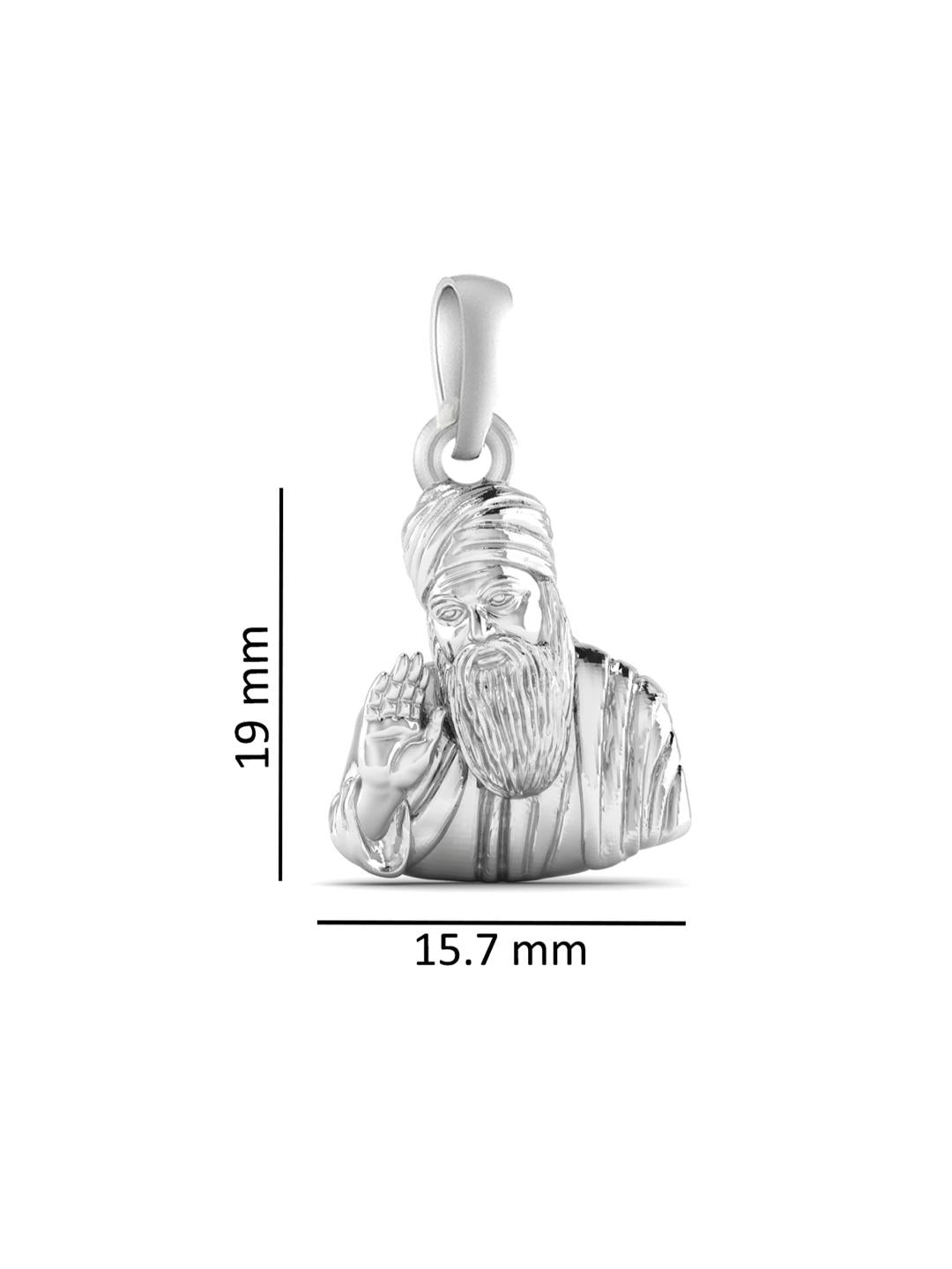 Guru Nanak Chain Pendant (Pendant with Rope Chain-22 inches) for Men and women Pure Silver spiritual Punjabi Sikh Sardar Baba Guru Nanak Chain Locket for Good Luck, Health & Wealth