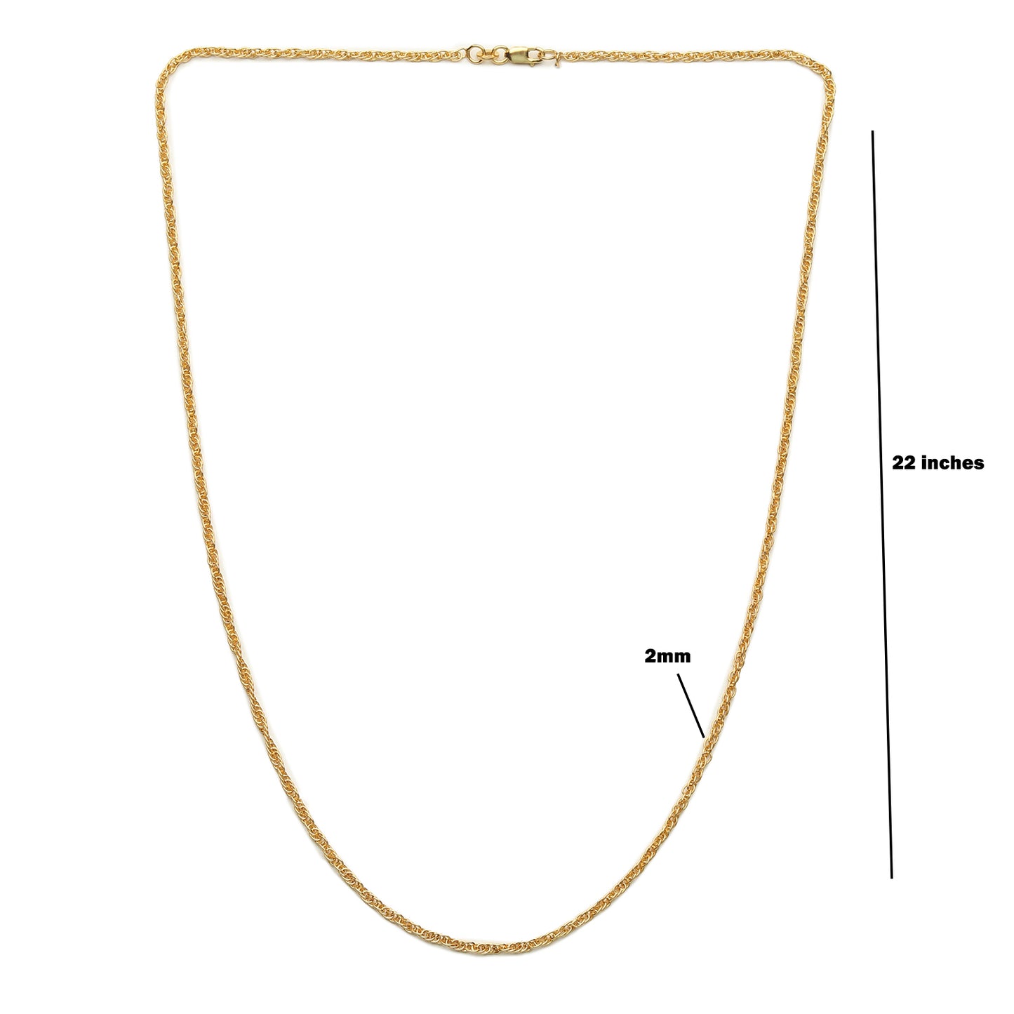 22KT Gold Plated Sterling Silver (92.5% purity) God Panchmukhi Hanuman Chain Pendant (Pendant with Rope Chain- 22 inches) for Men & Women Pure Silver Lord Panchmukhi Hanuman Chain Locket for Good Health & Wealth