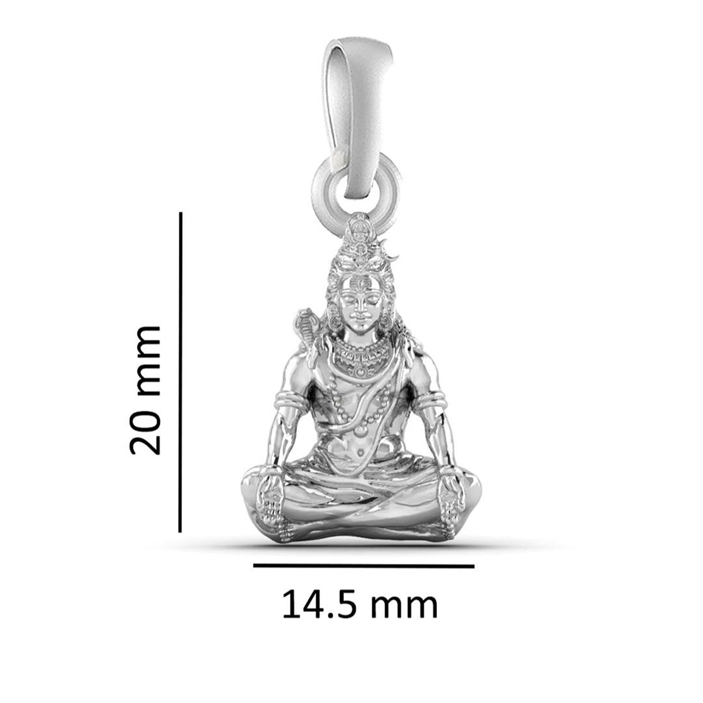 Sterling Silver (92.5% Purity) Pure Silver God Shiva Chain Pendant (Locket with Rope Chain-22 inches) for Men & Women