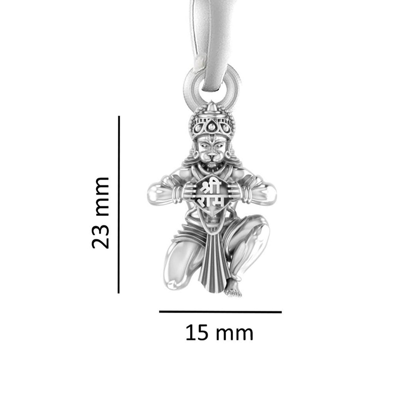 God Hanuman Chain Pendant (Pendant with Rope Chain- 22 inches) for Men & Women Pure Silver Lord bajrang bali Chain Locket for Good Health & Wealth