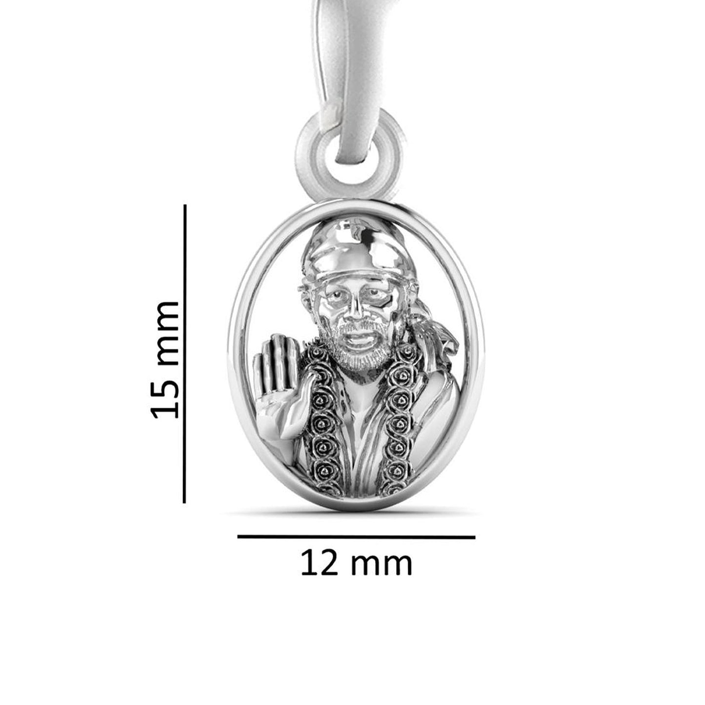 AKSHAT SAPPHIRE Sterling Silver (Silver with 92.5% purity) God Shree Sai Baba chain Pendant (Pendant with Rope Chain-22 inches) for Men & Women Pure Sterling Silver Lord Sai Baba chain Locket For Good Wealth & Health