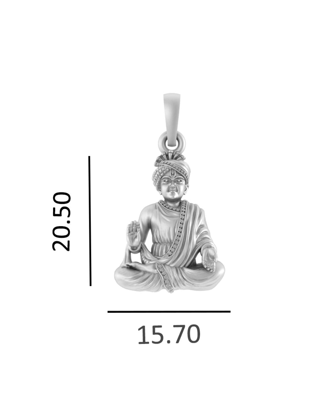 Akshat Sapphire Sterling Silver (92.5% purity) God Swaminarayan Chain Pendant (Pendant with Rope Chain-22 inches) for Men & Women Pure Silver Swaminarayan Chain Locket for Good Health & Wealth